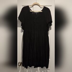 Torrid Black Flowy V Neck Dress